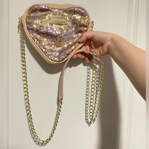 Fairy Dust Sequin Heart Crossbody Purse Blush Pink